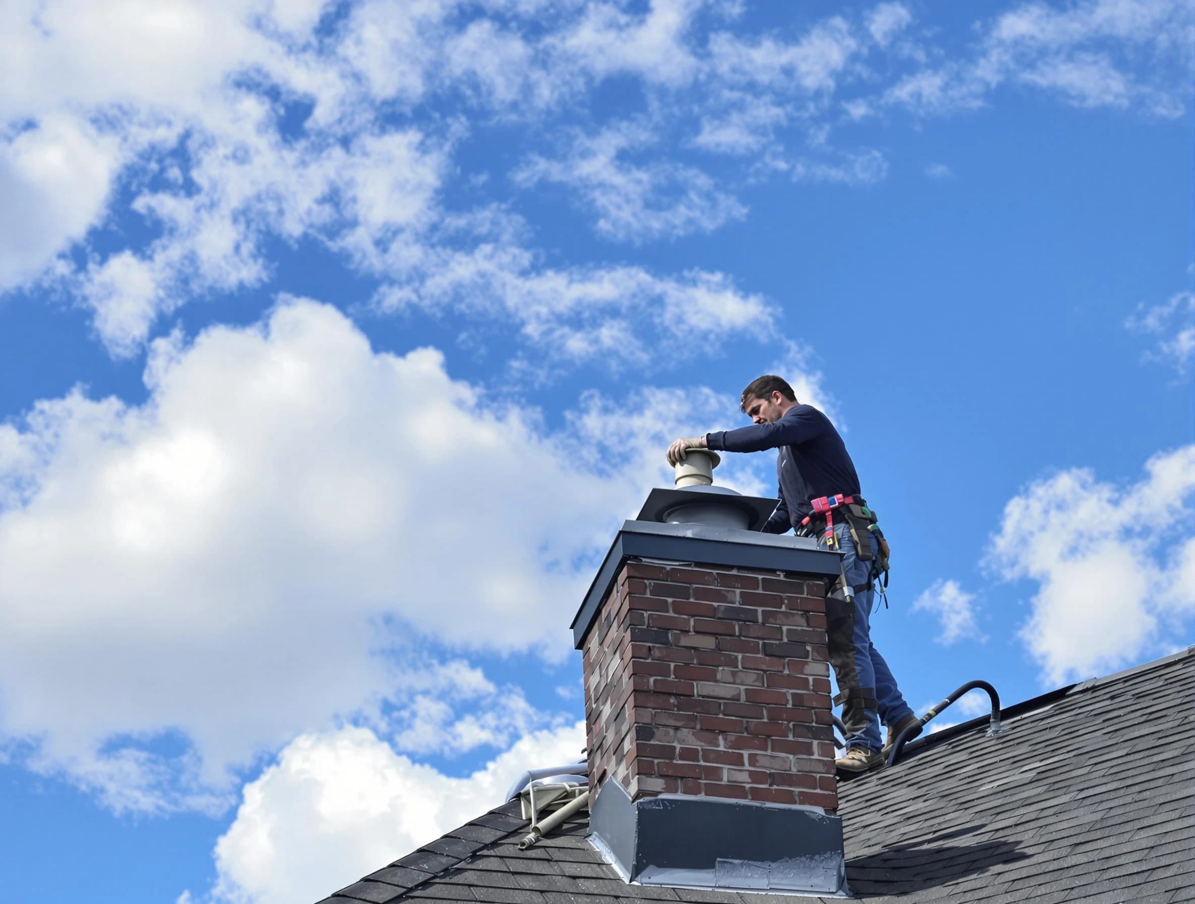 Ashland Chimney Sweep installing a sturdy chimney cap in Ashland, VA