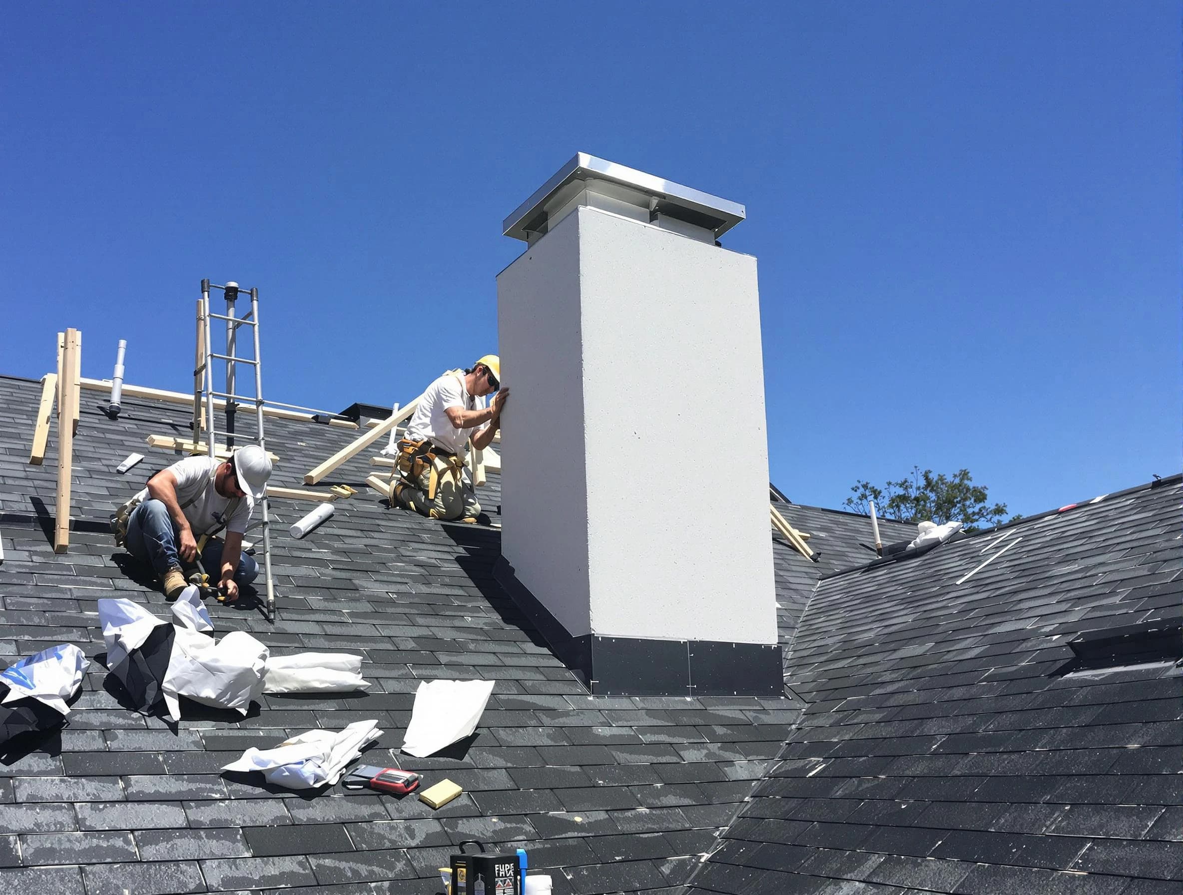 Ashland Chimney Sweep crew installing a new chimney in Ashland, VA