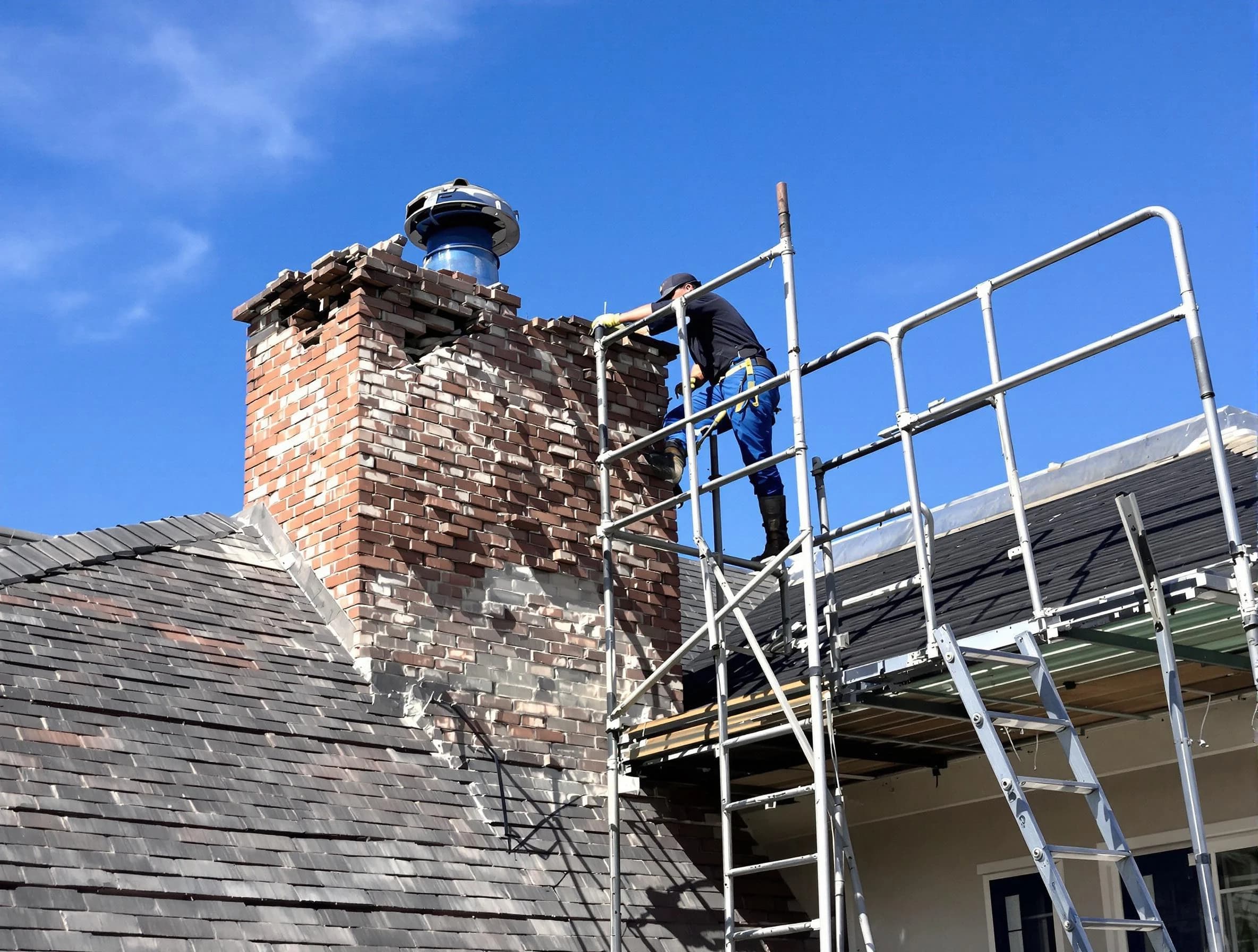 Rebuilding a chimney structure by Ashland Chimney Sweep in Ashland, VA