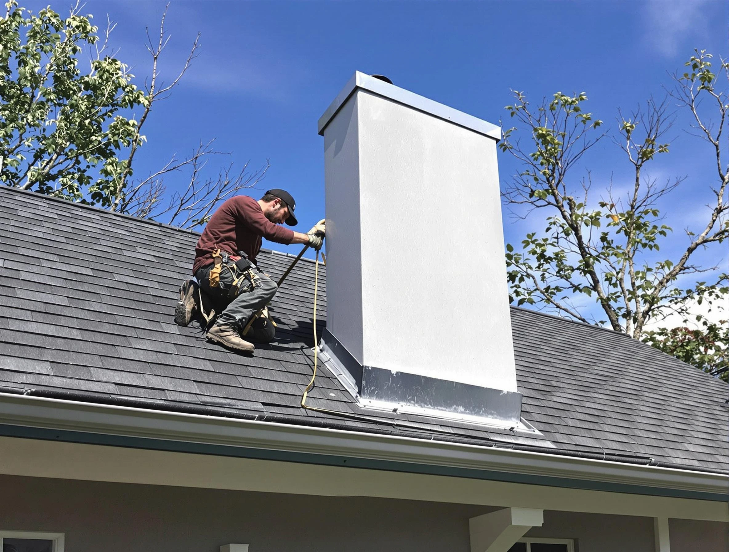 Ashland Chimney Sweep team member finishing chimney construction in Ashland, VA