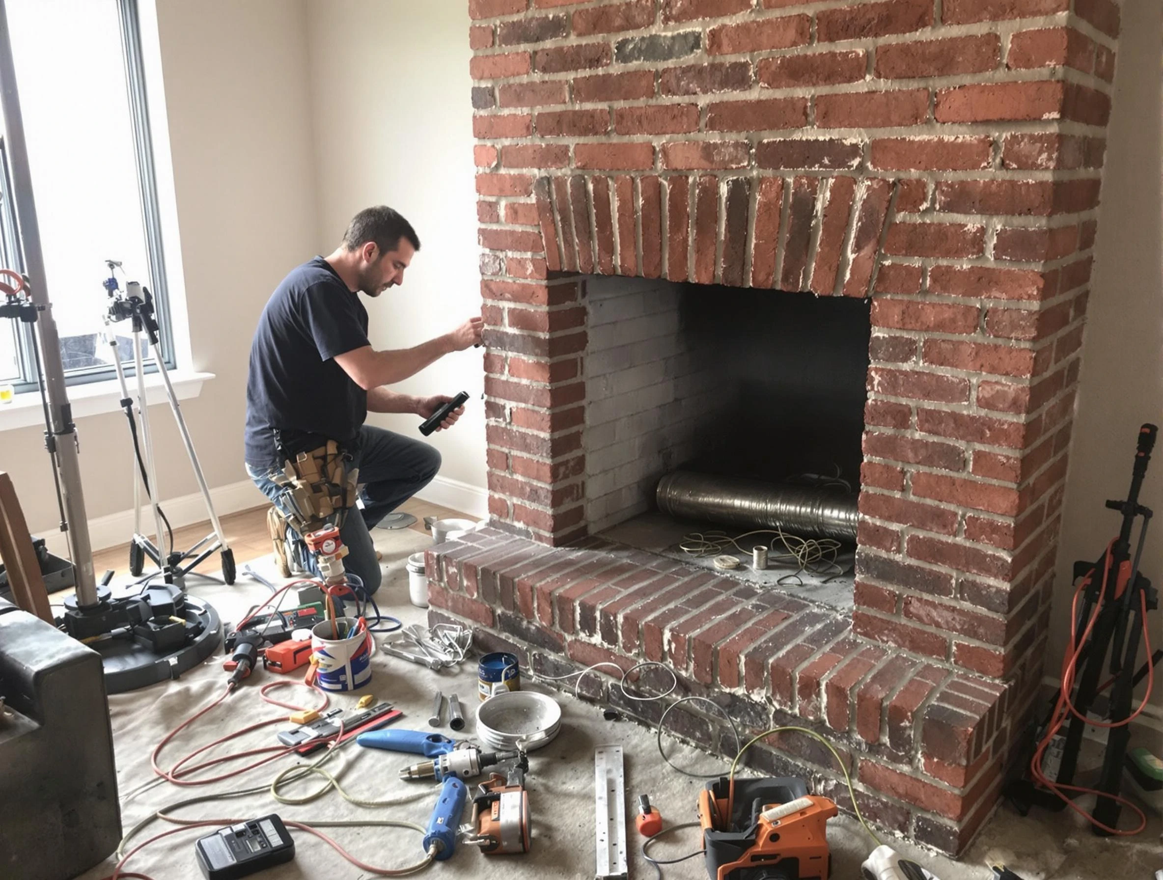 Ashland Chimney Sweep specialist finalizing chimney liner service in Ashland, VA
