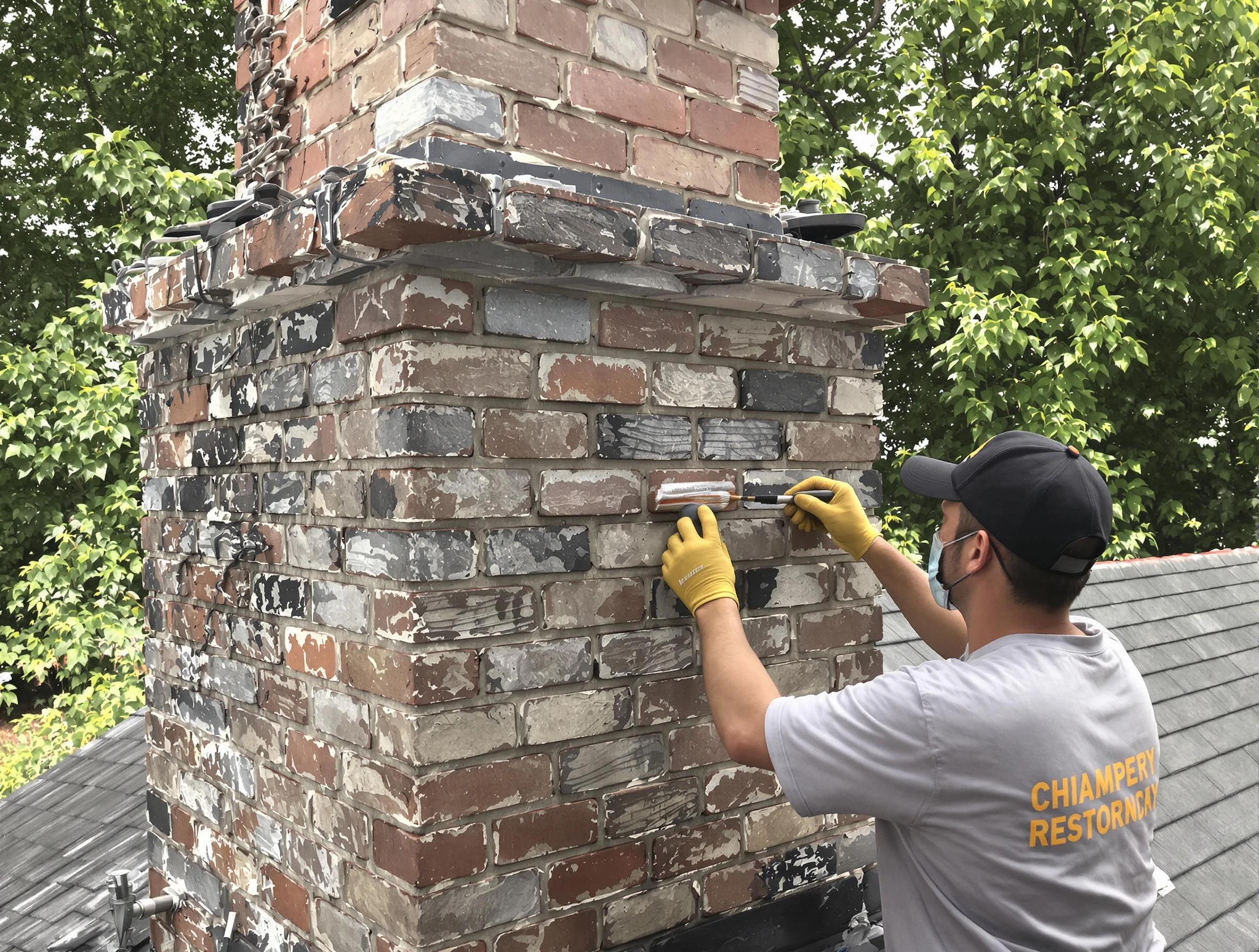 In-progress chimney restoration by Ashland Chimney Sweep in Ashland, VA