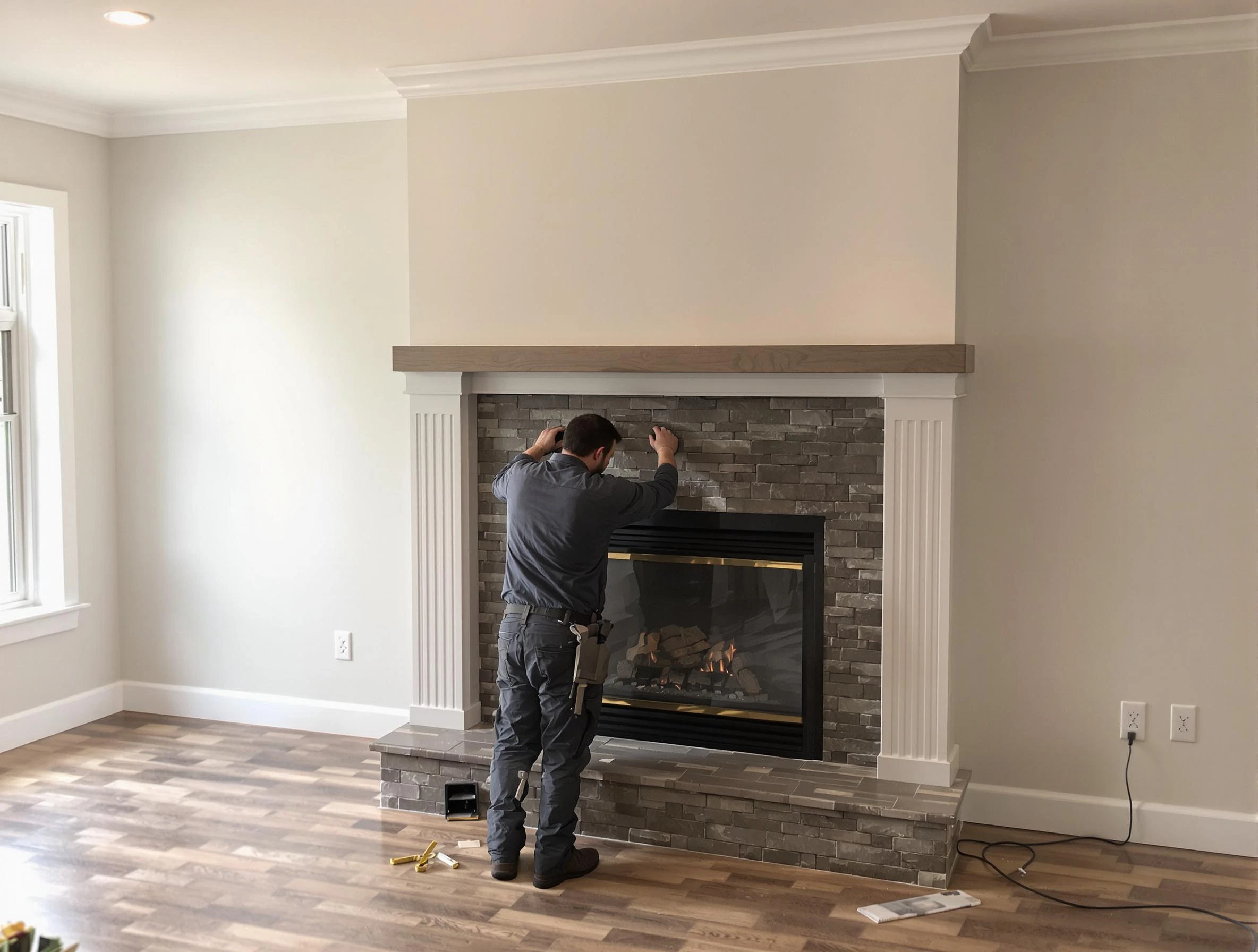 Ashland Chimney Sweep finishing a custom fireplace install in Ashland, VA